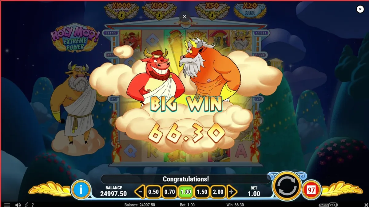 Karakter sapi Zeus dalam slot Holy Moo! Extreme Power