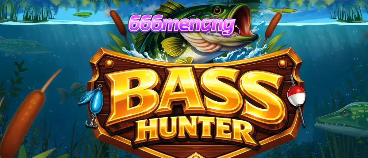 Tampilan antarmuka seluler Bass Hunter dengan latar belakang danau Nordik